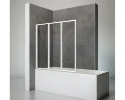 Badewannenaufsatz 3-teilig SCHULTE Komfort 127 x 140 cm Klarglas Profilfarbe weiß D1300 04 50 140
