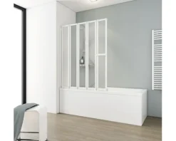 Badewannenaufsatz 5-teilig SCHULTE Komfort 115 x 140 cm Klarglas Profilfarbe weiß D1315 04 01 140