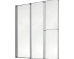 Badewannenaufsatz 3-teilig SCHULTE 126,8 x 140 cm Glasdekor Tropfen Profilfarbe aluminium D1510 01 01 140