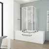 Badewannenaufsatz 2 x 3-teilig SCHULTE Komfort 104 x 140 cm Glasdekor Tropfen Profilfarbe weiß D1700 04 01 140