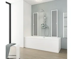Badewannenaufsatz 2 x 3-teilig SCHULTE Komfort 104 x 140 cm Glasdekor Tropfen Profilfarbe weiß D1700 04 01 140