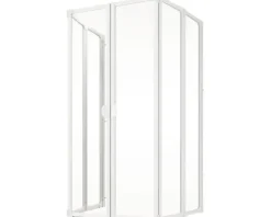 Badewannenaufsatz 2 x 3-teilig SCHULTE Komfort 104 x 140 cm Glasdekor Tropfen Profilfarbe weiß D1700 04 01 140