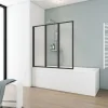 Badewannenfaltwand SCHULTE Komfort 3-teilig, ohne Bohren, 127 x 121 cm, 3 mm ESG-Klarglas, Profil Schwarz, links/rechts montierbar