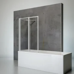 Badewannenfaltwand SCHULTE Komfort 3-teilig, mit Seitenwand, ohne Bohren, 129 x 121 cm, 3 mm ESG-Klarglas, Profil Aluminium, links/rechts montierbar