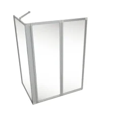 Badewannenfaltwand SCHULTE Komfort 3-teilig, mit Seitenwand, ohne Bohren, 129 x 121 cm, 3 mm ESG-Klarglas, Profil Aluminium, links/rechts montierbar
