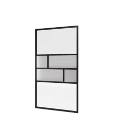 Badewannenfaltwand SCHULTE Komfort Carvella 1-teilig, 80 x 140 cm, 6 mm ESG Carvella Glasdekor, Profil Mattschwarz, mit Schmutzversiegelung, links/rechts montierbar