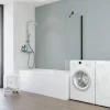Badewannenfaltwand SCHULTE Komfort 1-teilig, mit Stabilisator, 70 x 140 cm, 5 mm ESG-Klarglas, Profil Schwarz, links/rechts montierbar