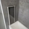 Badewannenfaltwand SCHULTE Komfort 2-teilig, ohne Bohren, 87 x 121 cm, 3 mm ESG-Klarglas, Profil Aluminium, links/rechts montierbar