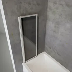 Badewannenfaltwand SCHULTE Komfort 2-teilig, ohne Bohren, 87 x 121 cm, 3 mm ESG-Klarglas, Profil Aluminium, links/rechts montierbar