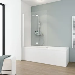 Badewannenfaltwand SCHULTE Komfort 2-teilig, 103 x 130 cm, 5 mm ESG-Klarglas, Profil Weiß, links/rechts montierbar