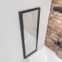 Badewannenfaltwand SCHULTE Komfort 2-teilig, ohne Bohren, 87 x 121 cm, 3 mm ESG-Klarglas, Profil Schwarz, links/rechts montierbar