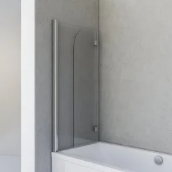 Badewannenfaltwand SCHULTE Komfort 2-teilig, 112, 5 x 142 cm, 5 mm ESG-Klarglas, Profil Chrom, links/rechts montierbar
