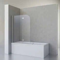Badewannenfaltwand SCHULTE Komfort 2-teilig, 112, 5 x 142 cm, 5 mm ESG-Klarglas, Profil Chrom, links/rechts montierbar