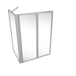 Badewannenfaltwand SCHULTE Komfort 2-teilig, mit Seitenwand, ohne Bohren, 89 x 121 cm, 3 mm ESG-Klarglas, Profil Aluminium, links/rechts montierbar