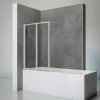 Badewannenfaltwand SCHULTE Komfort 2-teilig, schwenkbar, ohne Bohren, 87 x 121 cm, 3 mm ESG-Klarglas, Profil Aluminium, links/rechts montierbar