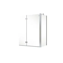 Badewannenfaltwand SCHULTE Komfort 2-teilig, mit Seitenwand, 113 x 142 cm, 5 mm ESG-Klarglas, Profil Chrom, links/rechts montierbar