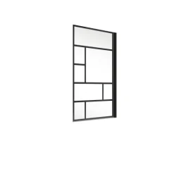 Badewannenfaltwand SCHULTE Komfort 1-teilig, pendelbar, 70 x 130 cm, 5 mm ESG Atelier, Profil Schwarz, links/rechts montierbar