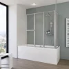 Badewannenfaltwand SCHULTE Komfort 3-teilig, mit Seitenwand, 129 x 140 cm, 3 mm ESG-Klarglas, Profil Aluminium, links/rechts montierbar