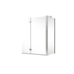 Badewannenfaltwand SCHULTE Komfort 2-teilig, mit Seitenwand, 113 x 142 cm, 5 mm ESG-Klarglas, Profil Chrom, links/rechts montierbar