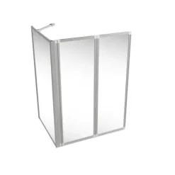 Badewannenfaltwand SCHULTE Komfort 2-teilig, mit Seitenwand, ohne Bohren, 89 x 121 cm, 3 mm ESG-Klarglas, Profil Aluminium, links/rechts montierbar