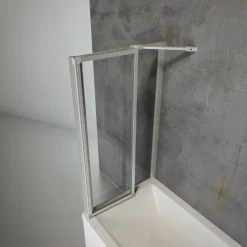 Badewannenfaltwand SCHULTE Komfort 2-teilig, mit Seitenwand, ohne Bohren, 89 x 121 cm, 3 mm ESG-Klarglas, Profil Aluminium, links/rechts montierbar