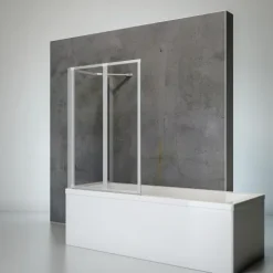 Badewannenfaltwand SCHULTE Komfort 2-teilig, mit Seitenwand, ohne Bohren, 89 x 121 cm, 3 mm ESG-Klarglas, Profil Aluminium, links/rechts montierbar