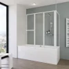 Badewannenfaltwand SCHULTE Komfort 3-teilig, mit Seitenwand, 129 x 140 cm, 3 mm ESG-Klarglas, Profil Weiß, links/rechts montierbar
