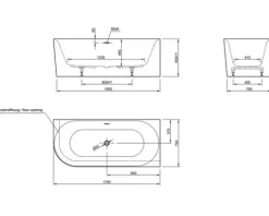 Badewannen Set OTTOFOND Afinar 170 x 75 cm Rundung links Montage in rechter Ecke weiß 703969