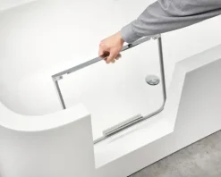 Badewannen Set OTTOFOND Free-Gate 80 x 180 cm rechte Ecke abgerundet weiß glänzend mit Ab- und Überlaufgarnitur mit Wassereinlauf 703919
