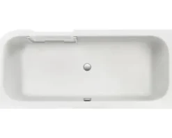 Badewannen Set OTTOFOND Free-Gate 80 x 180 cm rechte Ecke abgerundet weiß glänzend mit Ab- und Überlaufgarnitur mit Wassereinlauf 703919