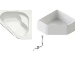 Badewannen Set OTTOFOND Minerva 135 x 135 cm weiß glänzend glatt 924021