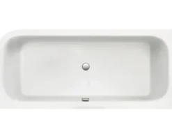 Badewannen Set OTTOFOND Spirit 80 x 180 cm rechte Ecke abgerundet weiß glänzend mit Ab- und Überlaufgarnitur mit Wassereinlauf 703926
