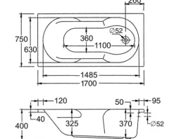 Badewannen Set OTTOFOND 75 x 170 cm weiß glänzend 953011
