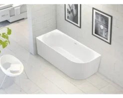 Badewanne OTTOFOND Afinar Corner 80 x 180 cm rechte Ecke abgerundet weiß glänzend 703944