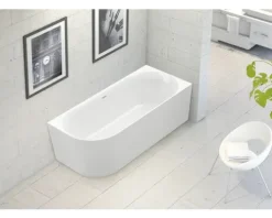 Badewanne OTTOFOND Afinar Corner XS 80 x 155 cm linke Ecke abgerundet weiß glänzend 703941