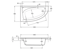 Badewanne OTTOFOND Campus 90 x 160 cm weiß glänzend glatt 918001