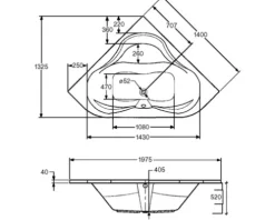 Badewanne OTTOFOND Luxor 140 x 140 cm weiß glänzend glatt 850001