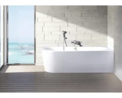 Badewanne OTTOFOND Messina 78 x 178 cm linke Ecke abgerundet weiß glänzend 703802