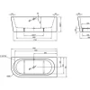 Badewanne OTTOFOND Messina 78 x 178 cm linke Ecke abgerundet weiß/schwarz glänzend 703806