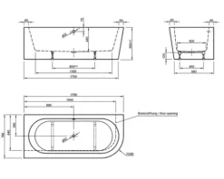 Badewanne OTTOFOND Messina 78 x 178 cm rechte Ecke abgerundet weiß glänzend 703803
