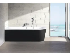 Badewanne OTTOFOND Messina 78 x 178 cm rechte Ecke abgerundet weiß/schwarz glänzend 703807