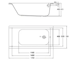 Badewanne OTTOFOND Piazza 70 x 170 cm weiß glänzend glatt 704401