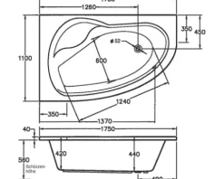 Badewanne OTTOFOND Poel 110 x 175 cm weiß glatt glänzend 860401