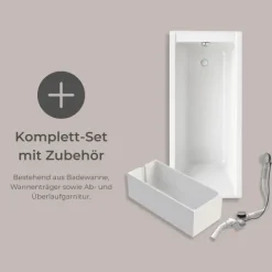 Badewanne Schulte Como 170x75 cm Komplettset mit Wannenträger und Ab- und Überlaufgarnitur