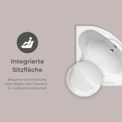 Badewanne Schulte Coralia 140x140 cm Komplettset mit Wannenträger und Ab- und Überlaufgarnitur