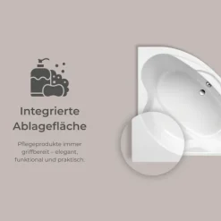 Badewanne Schulte Coralia 140x140 cm Komplettset mit Wannenträger und Ab- und Überlaufgarnitur