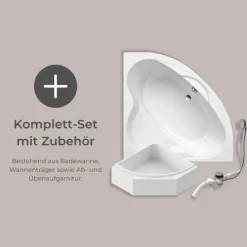 Badewanne Schulte Coralia 140x140 cm Komplettset mit Wannenträger und Ab- und Überlaufgarnitur