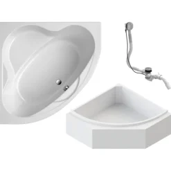Badewanne Schulte Coralia 140x140 cm Komplettset mit Wannenträger und Ab- und Überlaufgarnitur