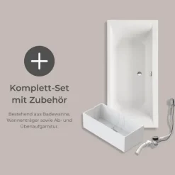 Badewanne Schulte Onda 170x75 cm Komplettset mit Wannenträger und Ab- und Überlaufgarnitur