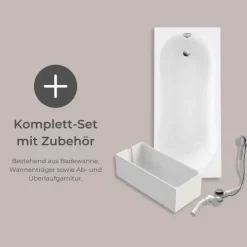 Badewanne Schulte Ozea 170x75 cm Komplettset mit Wannenträger und Ab- und Überlaufgarnitur